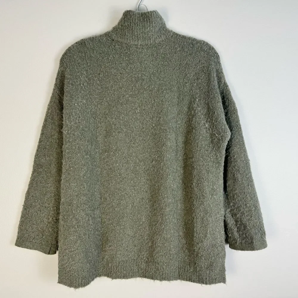 Anthropologie Sleeping on Snow Clarington Half Zip Wool Alpaca Green Sweater S